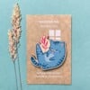 Licking Cat - Houten Pin Kat