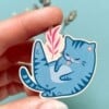 Licking Cat - Houten Pin Kat