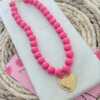 Pink Heart Statement ketting