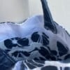Plooitas- schoudertas van hergebruikte stoffen - denim, ecru en gestreept blauw/wit