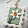 Postzegel narcis oorbellen, handgemaakt