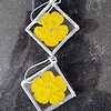 Sieradenset echte bloemen in Glas in lood/Tiffany. Hanger en oorhangers