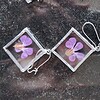 Sieradenset echte bloemen in Glas in lood/Tiffany. Hanger en oorhangers