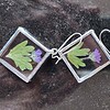 Sieradenset echte bloemen in Glas in lood/Tiffany. Hanger en oorhangers