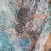 Abstract schilderij - ocean breeze - blauw goud met passe partout