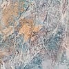 Abstract schilderij - ocean breeze - blauw goud met passe partout