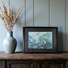 Abstract schilderij - ocean breeze - blauw goud met passe partout