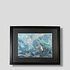 Abstract schilderij - ocean breeze - blauw goud met passe partout