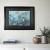 Abstract schilderij - ocean breeze - blauw goud met passe partout