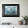 Abstract schilderij - ocean breeze - blauw goud met passe partout