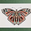 Art Deco Butterfly A6 Kaart, Vlinder Illustratie