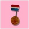 Broche van keramiek 'bitterbal'