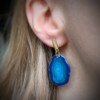 Faux agate steen oorbellen blauw - variant C