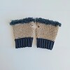 Gehaakte handschoenen - gehaakte vingerloze handschoenen | Beige en denimblauw