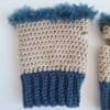 Gehaakte handschoenen - gehaakte vingerloze handschoenen | Beige en denimblauw