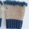 Gehaakte handschoenen - gehaakte vingerloze handschoenen | Beige en denimblauw