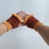 Gehaakte handschoenen - gehaakte vingerloze handschoenen | Bruin en oranje