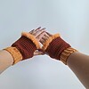 Gehaakte handschoenen - gehaakte vingerloze handschoenen | Bruin en oranje