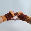 Gehaakte handschoenen - gehaakte vingerloze handschoenen | Bruin en oranje