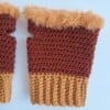 Gehaakte handschoenen - gehaakte vingerloze handschoenen | Bruin en oranje