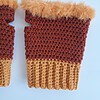 Gehaakte handschoenen - gehaakte vingerloze handschoenen | Bruin en oranje