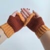 Gehaakte handschoenen - gehaakte vingerloze handschoenen | Bruin en oranje