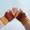 Gehaakte handschoenen - gehaakte vingerloze handschoenen | Bruin en oranje
