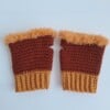 Gehaakte handschoenen - gehaakte vingerloze handschoenen | Bruin en oranje