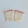 Gehaakte handschoenen - gehaakte vingerloze handschoenen | Crème en poederroze