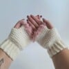 Gehaakte handschoenen - gehaakte vingerloze handschoenen | Crème en poederroze