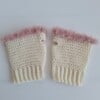 Gehaakte handschoenen - gehaakte vingerloze handschoenen | Crème en poederroze