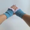Gehaakte handschoenen - gehaakte vingerloze handschoenen | Denimblauw en lila