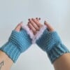 Gehaakte handschoenen - gehaakte vingerloze handschoenen | Denimblauw en lila