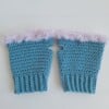 Gehaakte handschoenen - gehaakte vingerloze handschoenen | Denimblauw en lila