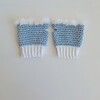 Gehaakte handschoenen - gehaakte vingerloze handschoenen | Lichtblauw en wit