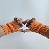 Gehaakte handschoenen - gehaakte vingerloze handschoenen | Oranje en bruin