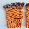 Gehaakte handschoenen - gehaakte vingerloze handschoenen | Oranje en bruin