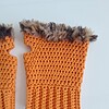 Gehaakte handschoenen - gehaakte vingerloze handschoenen | Oranje en bruin