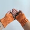Gehaakte handschoenen - gehaakte vingerloze handschoenen | Oranje en bruin