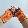 Gehaakte handschoenen - gehaakte vingerloze handschoenen | Oranje en bruin