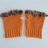 Gehaakte handschoenen - gehaakte vingerloze handschoenen | Oranje en bruin