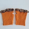 Gehaakte handschoenen - gehaakte vingerloze handschoenen | Oranje en bruin