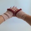 Gehaakte handschoenen - gehaakte vingerloze handschoenen | Oudroze en wijnrood