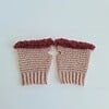 Gehaakte handschoenen - gehaakte vingerloze handschoenen | Oudroze en wijnrood