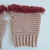 Gehaakte handschoenen - gehaakte vingerloze handschoenen | Oudroze en wijnrood