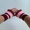 Gehaakte handschoenen - gehaakte vingerloze handschoenen | Wijnrood en lichtroze