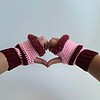 Gehaakte handschoenen - gehaakte vingerloze handschoenen | Wijnrood en lichtroze