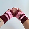 Gehaakte handschoenen - gehaakte vingerloze handschoenen | Wijnrood en lichtroze