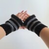 Gehaakte handschoenen - gehaakte vingerloze handschoenen | Zwart en donkergrijs