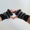 Gehaakte handschoenen - gehaakte vingerloze handschoenen | Zwart en donkergrijs